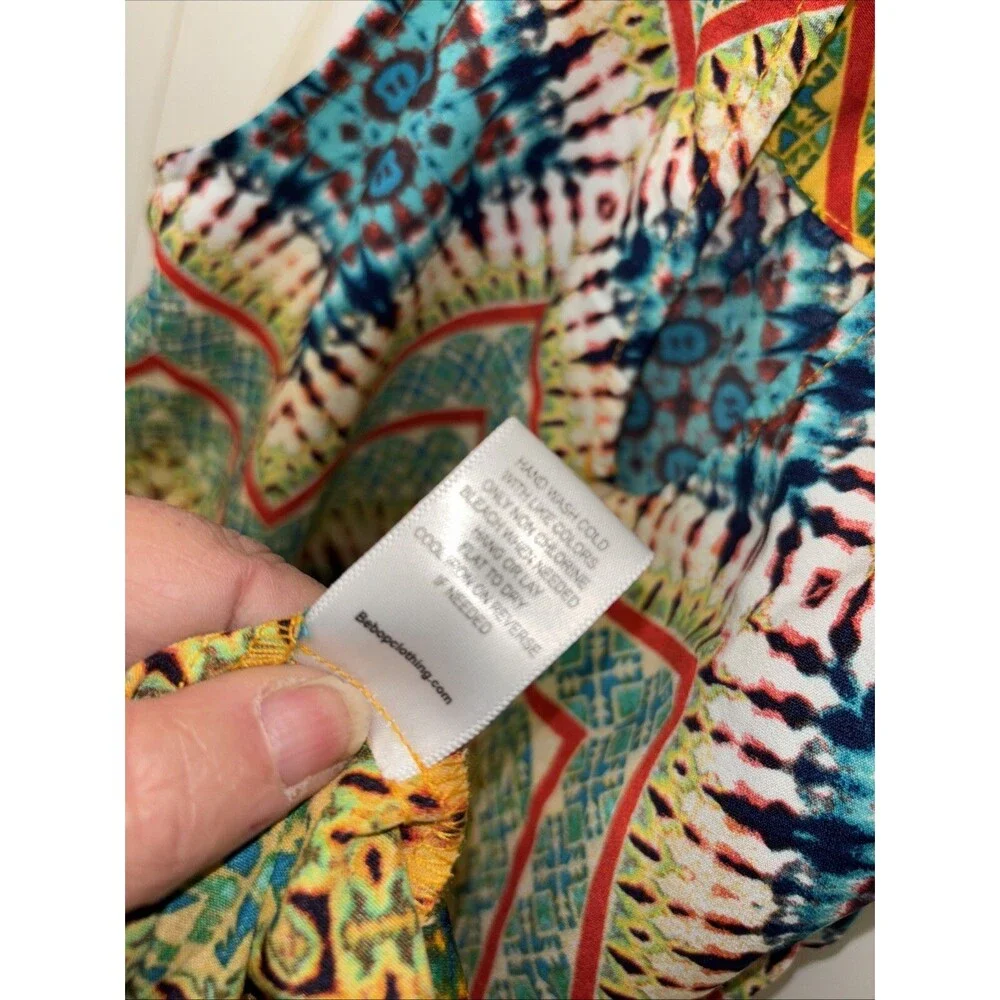 Be Bop Women Multicolored Dress Sleeveless Short Mini Back Keyhole Button L - Picture 9 of 9